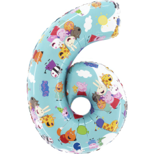  Peppa malac Blue 6-os szám fólia lufi 66 cm party kellék
