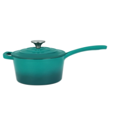 Perfect home (16641) zománcozott öntöttvas nyeles lábas fedővel, 19 cm, türkiz edény