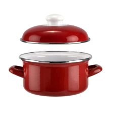 Perfect home Lábas fedővel zománcozott 20cm 3l piros Perfect Home edény
