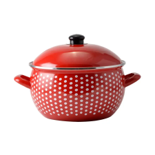 Perfect home Piros Pöttyös Zománcozott lábas 16cm+fedő edény