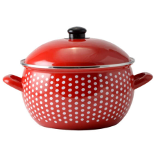Perfect home Piros Pöttyös Zománcozott lábas 18cm+fedő edény