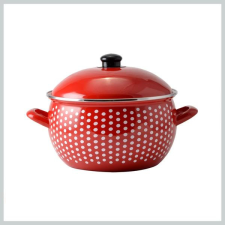 Perfect home Piros Pöttyös Zománcozott lábas 18cm+fedő 33003 edény