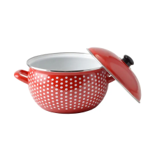 Perfect home Piros Pöttyös Zománcozott lábas 22cm+fedő edény