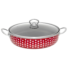 Perfect home Piros Pöttyös Zománcozott szeletsütő lábas 28 cm+üvegfedő 28161 edény