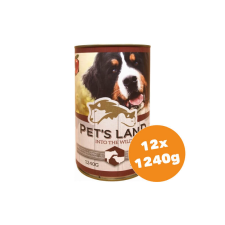 PET'S LAND Pet s Land Dog Konzerv Marhamáj-Bárányhús almával 12x1240g kutyaeledel