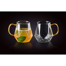 PETER üvegbögre készlet 300ml - 2 db, arany füllel bögrék, csészék