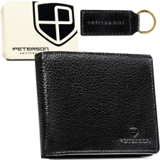  Peterson Férfi Bőr Pénztárca + Kulcstartó- PTN EHP-GVT-1549 BLACK- Fekete- pénztárca