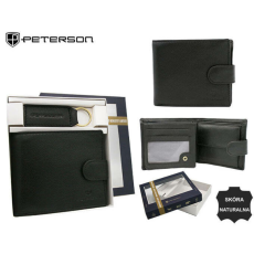  Peterson Férfi Bőr Pénztárca Szett + Kulcstartóval Set-M-N994L-D-1930 Black