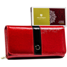  Peterson Női Bőr Pénztárca Ptn 421077-Sh-9923 Red+Black