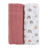  PETITE&MARS Bambusz muszlin 2db-os pelenka szett Misty Rose Rainbow, 120 x 120 cm
