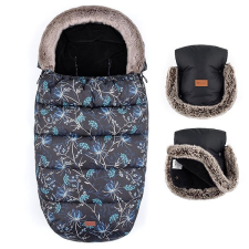 Petite&Mars Comfy 4in1 Stylish Beauty bundazsák + Furry Forever Black kesztyű babakabát, overál, bundazsák