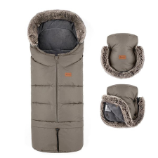 Petite&Mars Set Arctic 4in1 bundazsák + Furry Mocha Mousse kesztyű babakabát, overál, bundazsák
