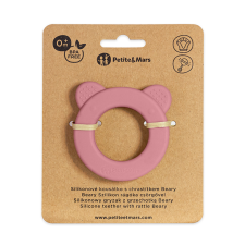 PetiteMars Petite & Mars Beary Szilikon rágóka csörgővel Dusty Rose 0m+ rágóka