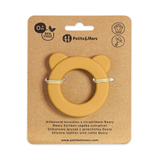 PetiteMars Petite & Mars Beary Szilikon rágóka csörgővel Intense Ochre 0m+ rágóka