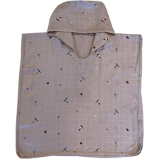 Petu Petu Muszlin poncsó kapucnival-Virágok&amp; madarak(3-4év) babatörülköző, kifogó