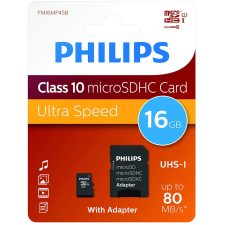 Philips 16Gb microSDHC UHS-I U1 CL10 memóriakártya + Adapter memóriakártya