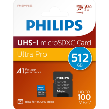 Philips 512GB Ultra Pro microSDXC UHS-I U3 Memóriakártya + Adapter (PH114272) memóriakártya