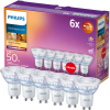Philips 6x LED izzó GU10 spotlámpa PAR16 3,8 W = 50 W 345 lm 2200-2700 K Meleg CRI90 36° Szabályozható Melegfény Philips
