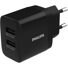 Philips dual 2x USB-A Hálózati töltő - Fekete (17W / 2.4A) mobiltelefon kellék