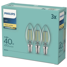 Philips LED classic 4,3-40W, E14 2700K, 3 db világítás