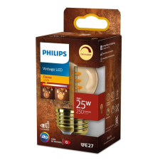 Philips LED golyós izzó E27 P45 3W = 25W 250lm 2200K meleg izzószál borostyán PHILIPS szabályozható izzó
