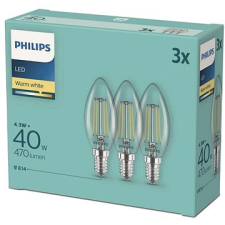 Philips LED klasszikus 4,3–40 W, E14 2700K, 3 db világítás