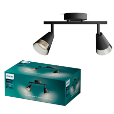 Philips Mennyezeti lámpa, felületre szerelt spotlámpa, 2x GU10 fekete hasított Philips világítás
