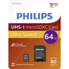 Philips Micro SDHC Memóriakártya 64GB Class 10 UHS-I U1 Adapter (PH666868) memóriakártya
