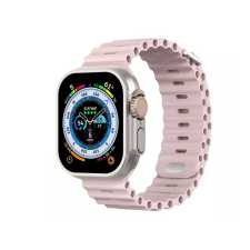 Phoner River Apple Watch S4/S5/S6/S7/S8/S9/SE/Ultra Lyukacsos Szilikon Szíj 42/44/45/49mm - Rózsaszín (72482) okosóra kellék