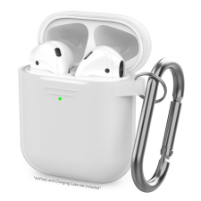 Phoner Simple Apple Airpods 1/2 szilikon tok akasztóval, fehér audió kellék