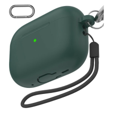 Phoner Simple Apple Airpods Pro 2 szilikon tok, csuklópánttal, zöld fülhallgató, fejhallgató tok