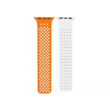 Phoner Spike Apple Watch S4/S5/S6/S7/S8/S9/SE/Ultra Szilikon Szíj 42/44/45/49mm - Narancs/Fehér okosóra kellék