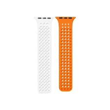 Phoner Spike Apple Watch szilikon szíj 38/40/41mm fehér/narancs (72539) (PH72539) okosóra kellék