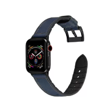 Phoner Stich Apple Watch S4/S5/S6/S7/S8/S9/SE/Ultra Csatos Műbőr/Szilikon Szíj 42/44/45/49mm - Éjkék okosóra kellék