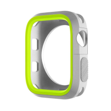 Phoner Twin Apple Watch szilikon tok, 45mm, ezüst/zöld okosóra kellék