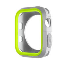 Phoner Twin Apple Watch szilikon tok 45mm ezüst/zöld (72666) okosóra kellék