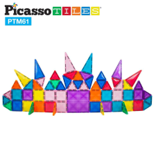  PicassoTiles építőkészlet, 61 mini mágneses darab gyémánt hatással mágneses építőjáték