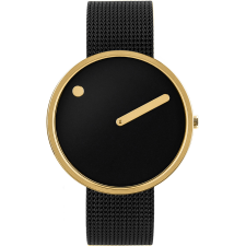 PICTO 43387-1020 Unisex Watch Black and Gold 40mm 5ATM, karóra