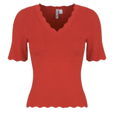 Pieces Blúzok PCJULINE SS V-NECK KNIT Piros EU M blúz