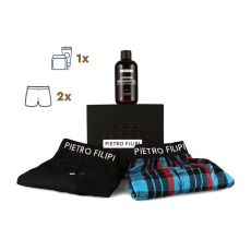 Pietro Filipi Férfi ajándékcsomag 2PACK bő szárú boxeralsók és tusfürdő Pietro Filipi (3PGP1) XL