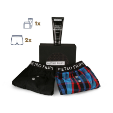 Pietro Filipi Férfi ajándékkészlet 2PACK bő szárú boxeralsók és dezodor az intim részekre Pietro Filipi (3PGD1) 3XL