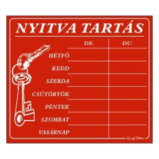 Piktogram Nyitva tartás /számokkal/ 7 napos piros információs címke