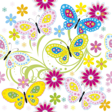 Pillangó With Flowers szalvéta 20 db-os 33x33 cm party kellék