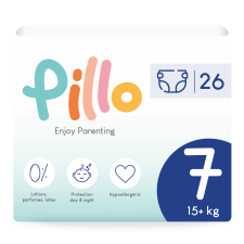 Pillo prémium minőségű, szuper nedvszívó, hipoallergén pelenka 7 (XXL), 15+kg, 26db pelenka