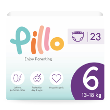 Pillo prémium minőségű, szuper nedvszívó, praktikus bugyipelenka 6 (XL), 13-18kg, 23db pelenka