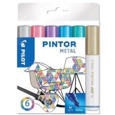 Pilot Pintor M Dekormarker készlet 1.4 mm 6 különböző metál szín filctoll, marker