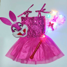 PINK Nyuszi lány 3 részes szett, ruha, maszk és világító jogar jelmez
