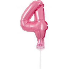 Pink, Rózsaszín 4-es szám fólia lufi tortára 13 cm party kellék