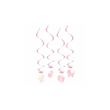  Pink spirál függő dekoráció kislányoknak - 60 cm, 4 db / csomag party kellék