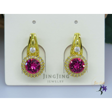  Pink Swarovksi köves fülbevaló-14K fülbevaló